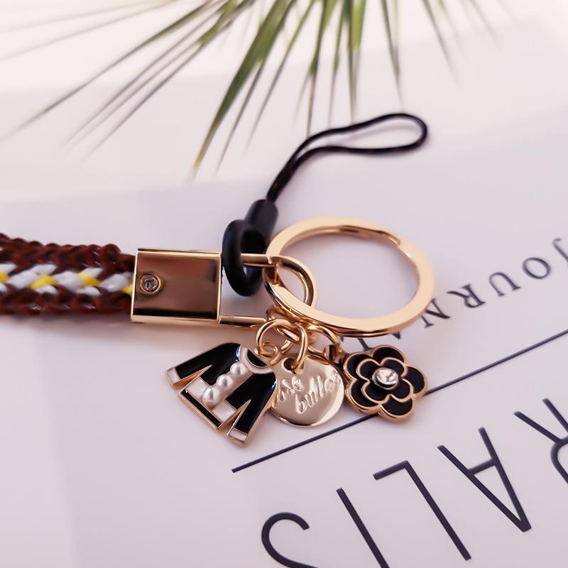 Mobile phone lanyard neck pendant women's hand-woven long non-neck pendant sling keychain anti-lost rope