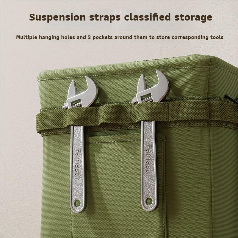 Foldable Oxford Cloth Tool Bag, Multifunctional Storage Pouch With Side Pockets