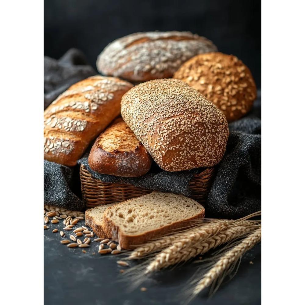 Delicious Assortment of Fresh Bread Posters Freshly Baked Wheat Prints Canvas Painting Wall Art Pictures Home Living Room Decor