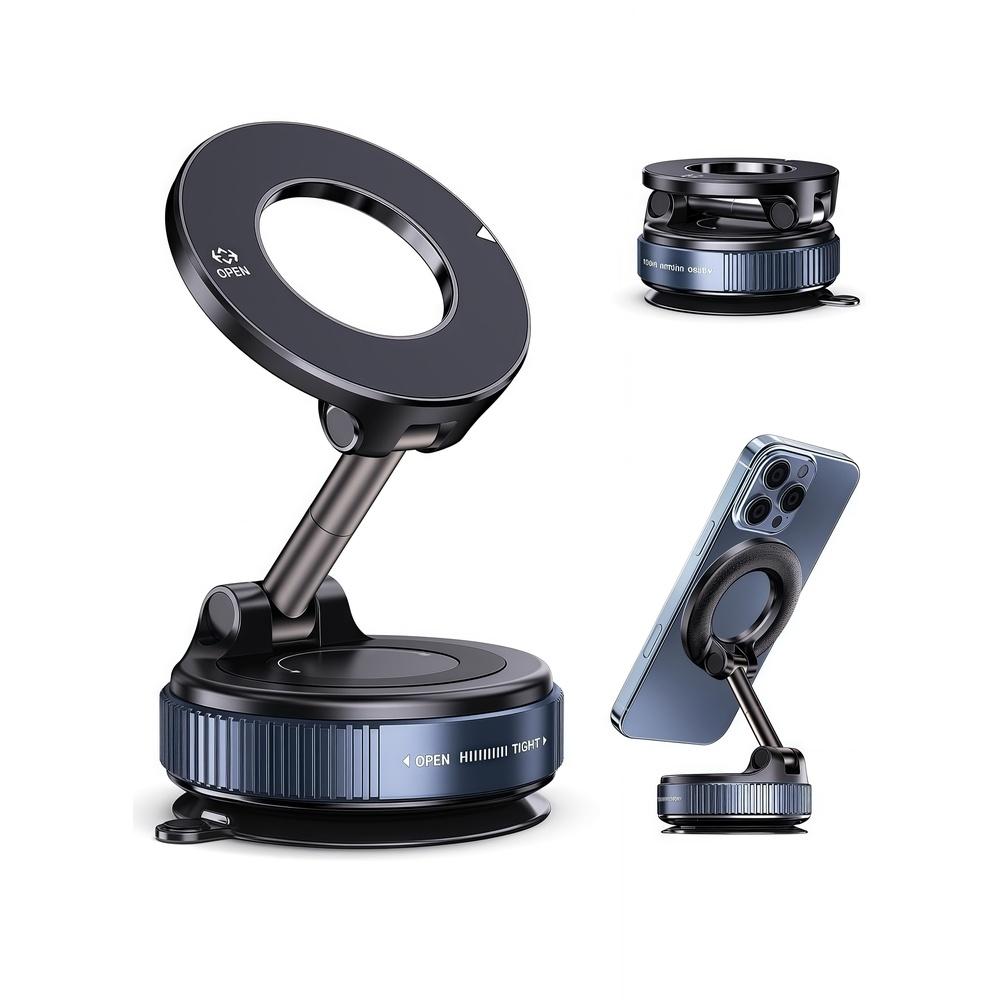 

Vacuum Magnetic Suction Phone Holder Foldable and Retractable Hands-Free Suction Cup Phone Mount for Car/Gym/Mirror/Smooth Surface Compatible with iP