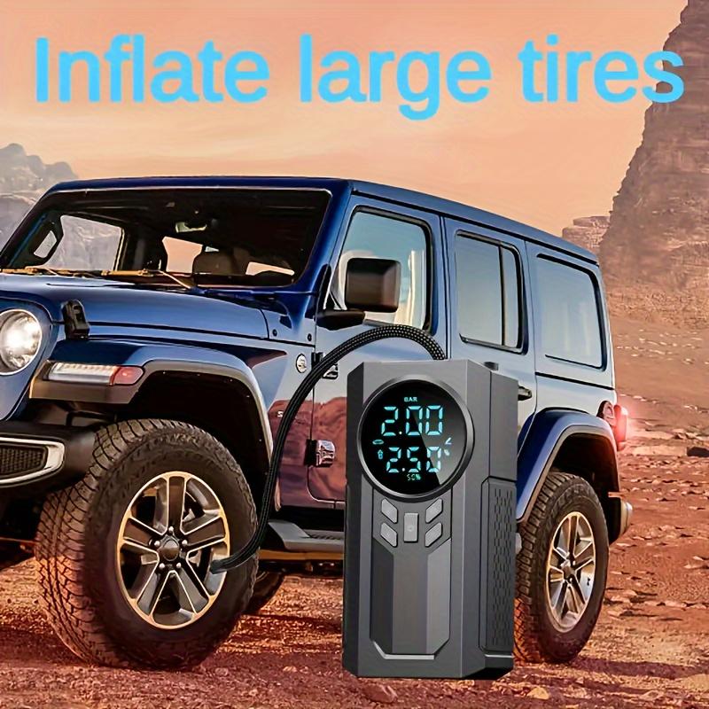 1pc Portable Cordless Car Battery Emergency Starter, Tire Air Pump, Air Compressor To Easily Inflate Tires, LED Display, With Flashlight