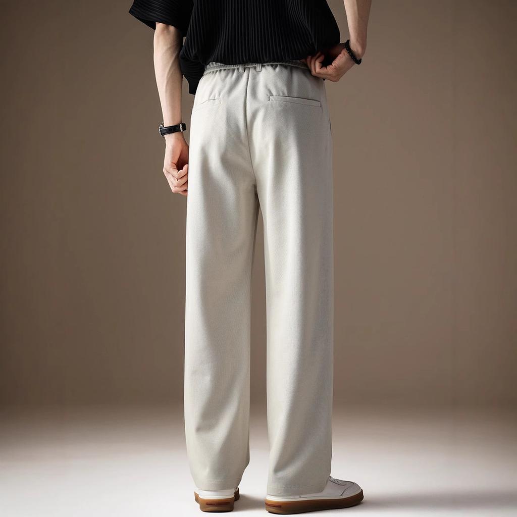 Straight Wide-leg Commuter Casual Pants Men's Drape Breathable Trousers Summer Ice Silk Thin Suit Pants Casual Versatile