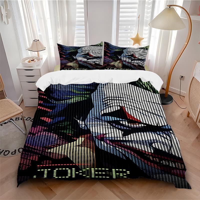 

3pcs Joker Clown Bedding Set, Soft Polyester Duvet Cover and Pillowcases Machine Washable Seasons all suitable & Guest Room Decor232 135x200cm