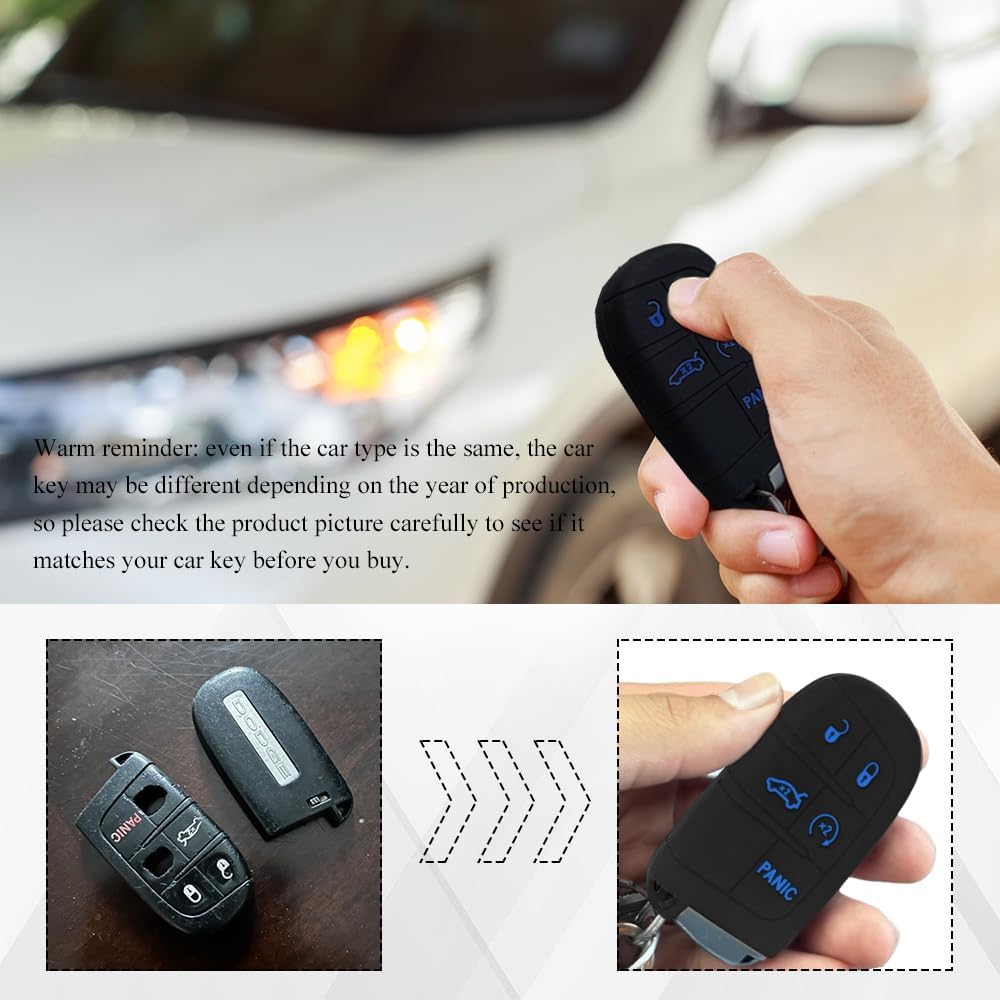 5 Buttons Car Key Fob Cover, Key Fob Case, Premium Soft Full Protection Keys Case Shell, Car Accessories 5 Button Silicone Remote Smart Protector