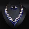 Shining Temperament Crystal Gemstone Necklace Earrings Set Dress Wedding Dinner Women'S Jewelry