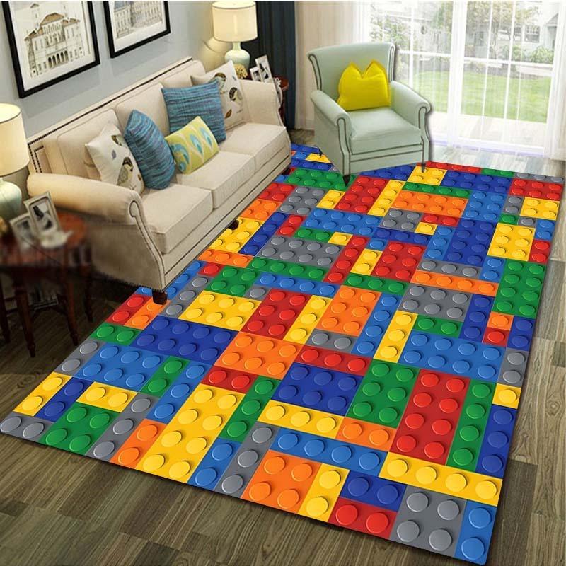 Tiger Graffiti Building Blocks Poker Printing Large Carpet Anti-slip and Wear-resistant Soft Mat for Living Room and Bedroom Rug