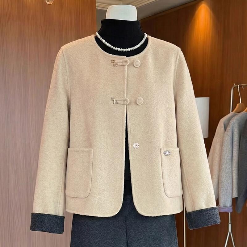 

XUEXI 100% Wool Double-Faced Short Coat for Women 4XL
