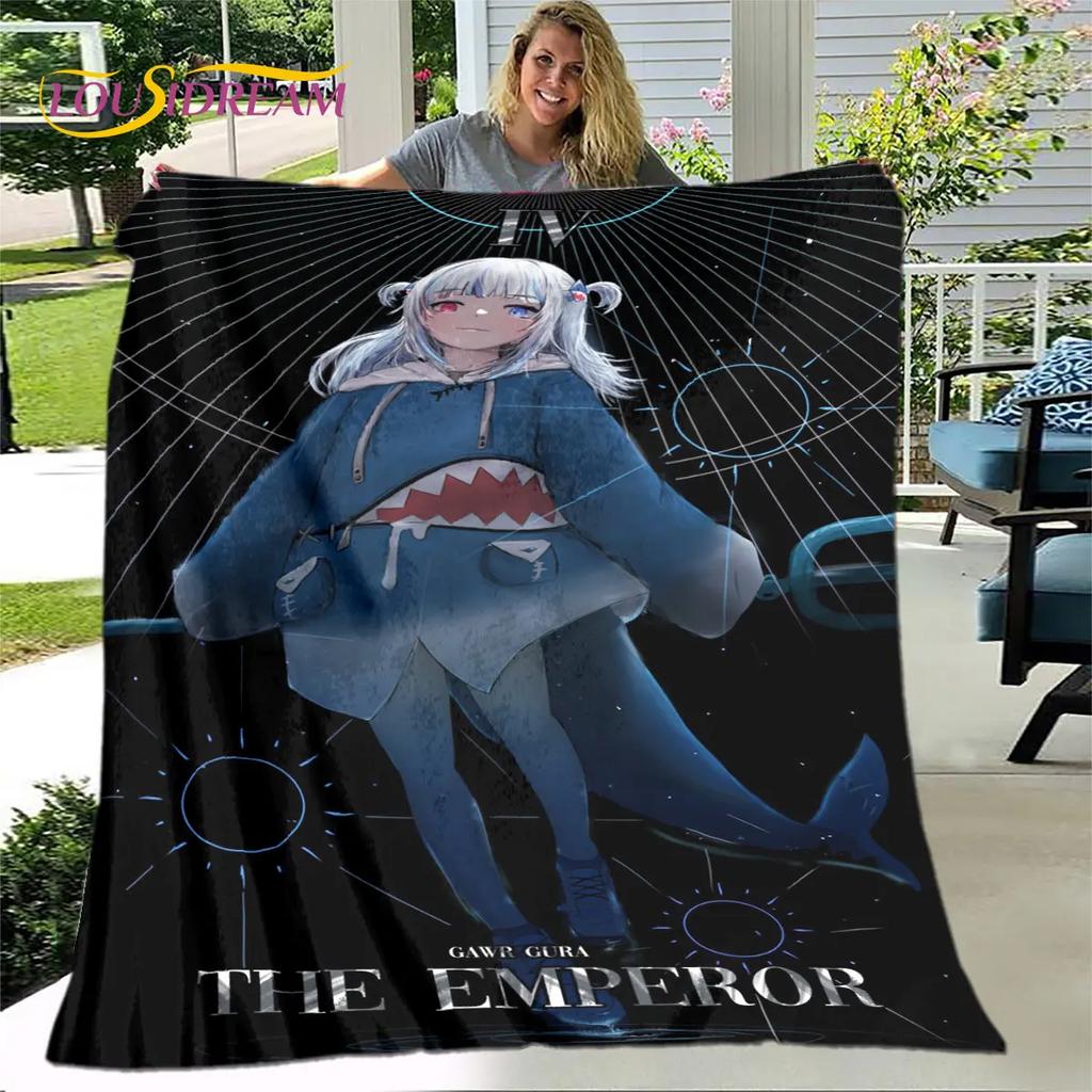 Cute Gawr Gura Hololive Anime Soft Plush Blanket,Flannel Blanket Throw Blanket for Living Room Bedroom Bed Sofa Picnic Cover Kid