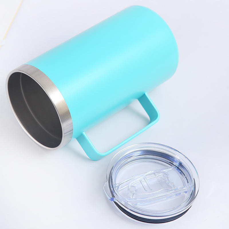 24oz Coffee Mugs with Handle Stainless Steel Double Wall Insulated Cup Leak Proof Lid Travel Mug Gift for Office/School/Camping