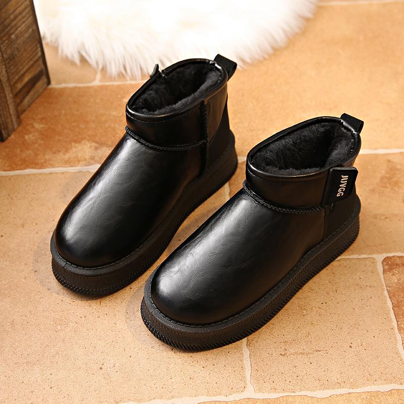 Fashion Women's Flat Snow Boots Winter New Fashion Round Head Sleeve Thick Sole Anti-slip Wear-resistant Short Boots