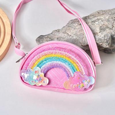 Bolsa de princesa infantil 2024 bolsa de moedas de arco-íris de personalidade elegante bolsa de ombro transversal de moda para bebês