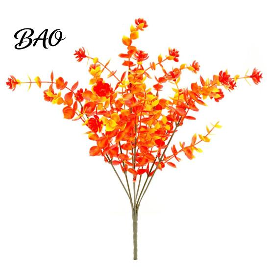 Long Lasting Fake Plants Fall Artificial Flower with Eucalyptus Leaf, Lifelike Faux Plants, Realistic UV Resistant for Autumn Thanksgiving Harvest