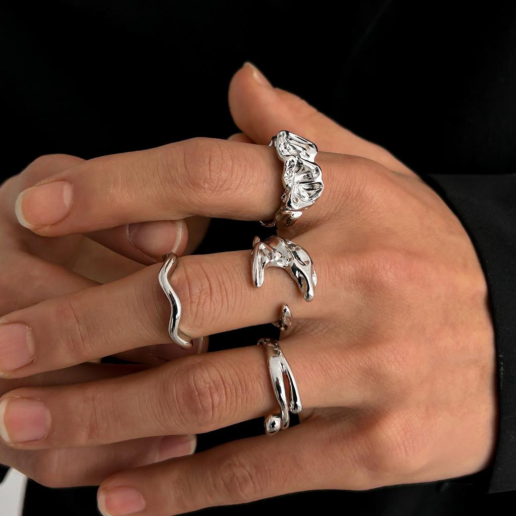 10pcs Set Vintage Hip Hop Geometric Ring Sets for Women Men Female Exaggerated Adjustable Ring Finger Rings Y2K Jewelry Gift