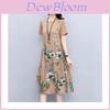 Vintage Floral Print A Line Dress With Button Front For Ladies Summer Casual Wear