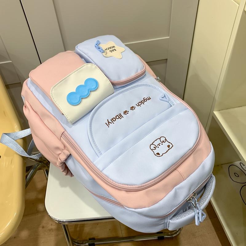 Sac à dos pour femmes Colorblock Sac d'école Grande capacité Sac à dos collège