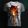 Halloween New t shirt for man Short-sleeved Men's Lava Pattern Short-sleeved Loose Round-neck T-shirt Breathable Lightweight Top