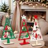 3 Piece Wooden Christmas Tabletop Decorations with Santa Snowman and Reindeer for Festive Holiday Celebrations and Events