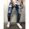 Fashion Men Straight Denim Hole Pants Slim Casual Hip Hop Style Jeans