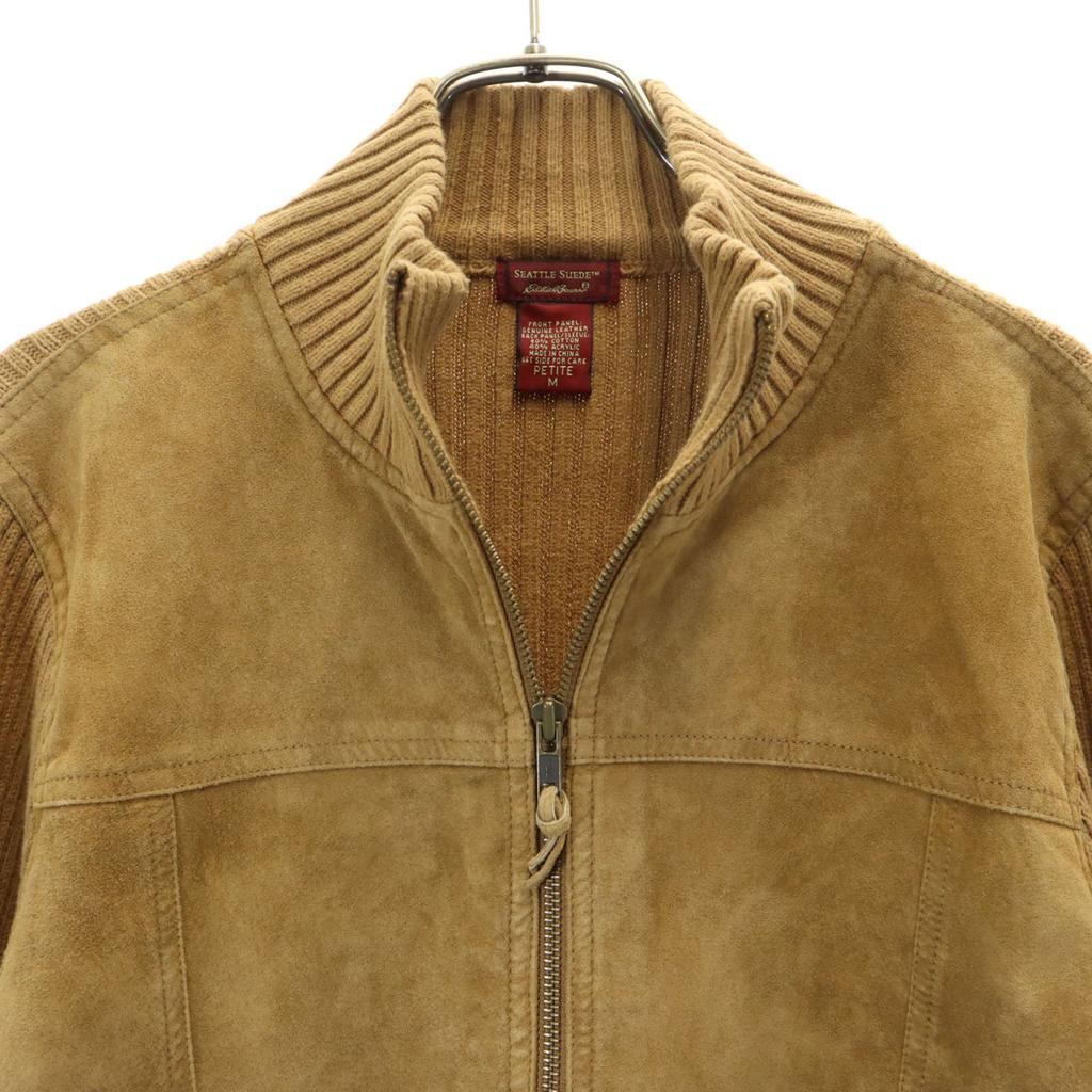 Eddie Bauer suede switching Knit jacket M Camel Outdoors Women Used