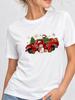 (Asian Size) faith cute flower Print Woman Clothing New Year T Shirt Christmas Festival Tee Women Fashion Top Short Sleeve Graphic T-shirt