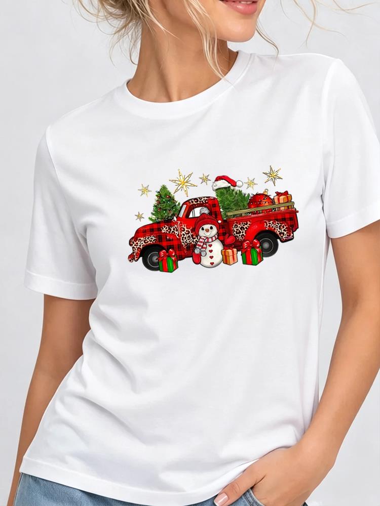 (Asian Size) faith cute flower Print Woman Clothing New Year T Shirt Christmas Festival Tee Women Fashion Top Short Sleeve Graphic T-shirt