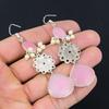 925 Sterling Silver Natural Pink Chalcedony Wedding Dangle Drop Earrings Jewelry