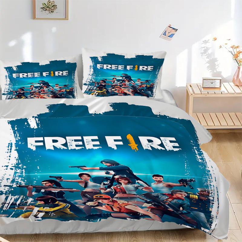 

3pcs Free Fire Gaming Bedding Set-Perfect for Bedroom, Guest Room, Living Room, Hotel Decor-Ideal Gift for Fans, Travelers, Daily Use-Suitab 135x200cm