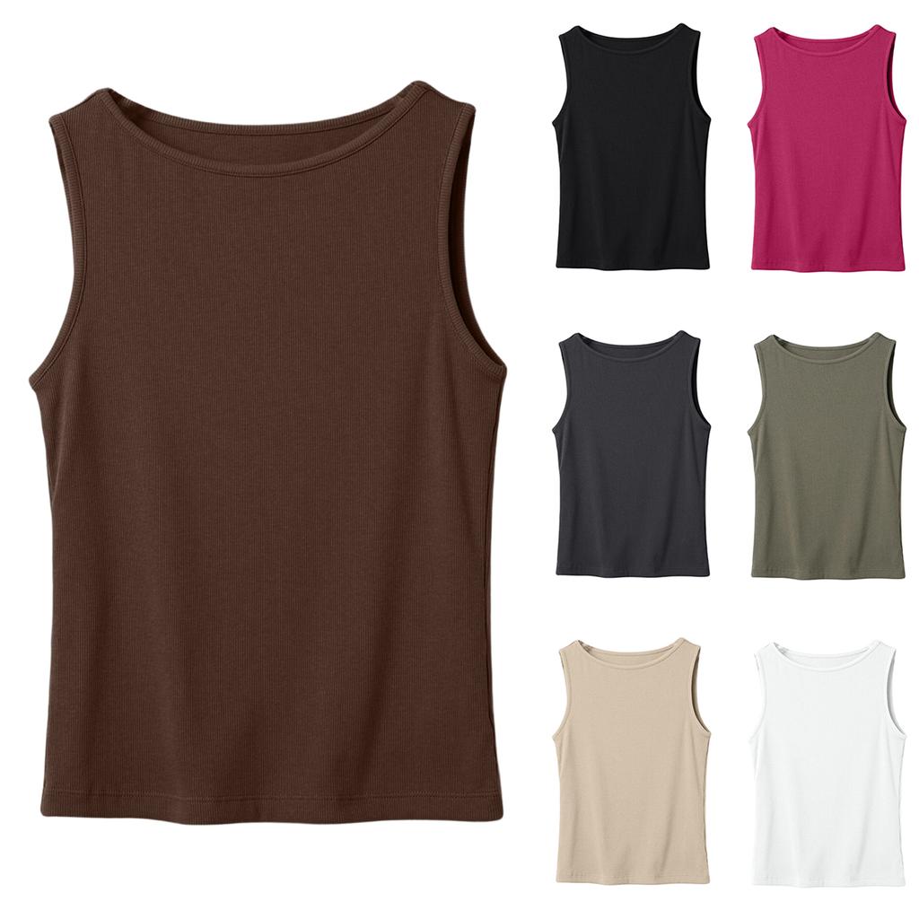Damen I-förmige Weste mit einem Kragen und ärmellosem Unterhemd, Camisole Top