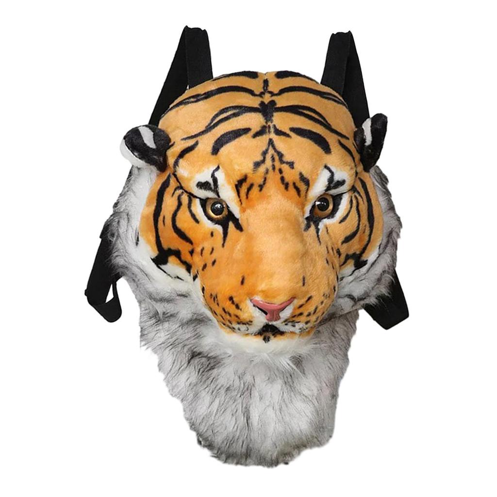Stuffed Tiger Head Shoulder Bag 3D Tiger Laptop Backpack for Christmas Gifts