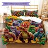 Dinosaurs Cartoon Pattern Bedding Set Quilt Cover Pillowcase Home Decor Gift (1 * Duvet Cover + 2 * Pillowcase, Without Core)