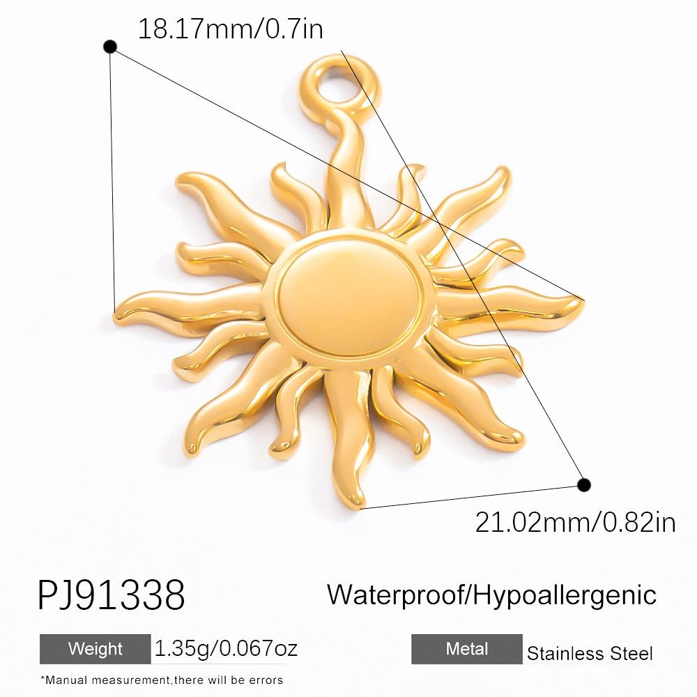 18K Gold Plated Sun Starfish Pendant Stainless Steel Summer Ocean DIY Jewelry Making Accessories
