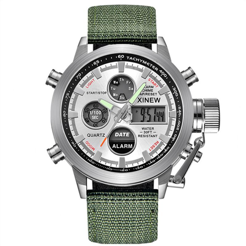 Relogio Masculino Original Big Brand Men Watches Cool Fashion Nylon Band Sport Dual Time Digital Watch Reloj Hombre Montre Homme