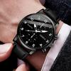 2 pezzi/set Orologio al Quarzo da Uomo alla Moda con Cinturino in Pelle & Semplice Braccialetto di Perline