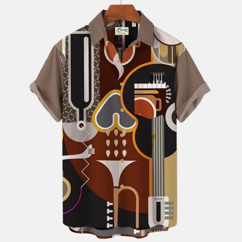 New summer casual hot sale D printing short-sleeved shirt Hawaiian shirt men's vacation seaside source
