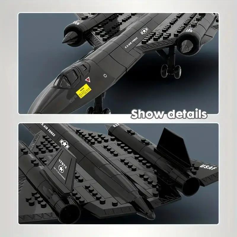 Non-Toxic Military Technical Usa Sr71 Blackbird Stealth Supersonic Reconnaissance Aircraft Building Blocks Fighter Model Brick Kids Toys