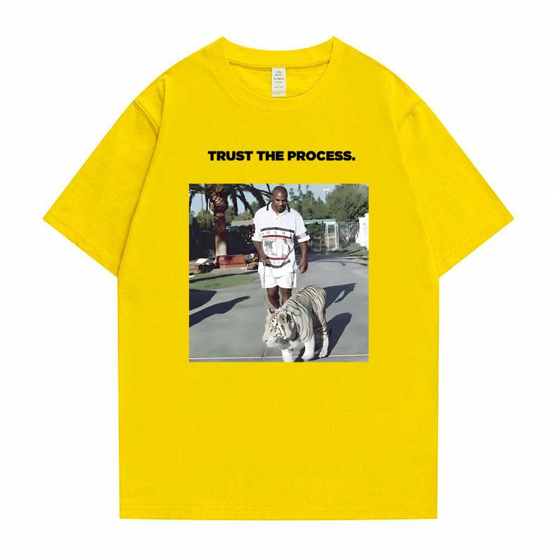 Mike Tyson Trust The Process Tiger Graphic Print T-shirt Men Hip Hop Vintage T Shirt Male Fitness Short Sleeve Oversized Tshirt
