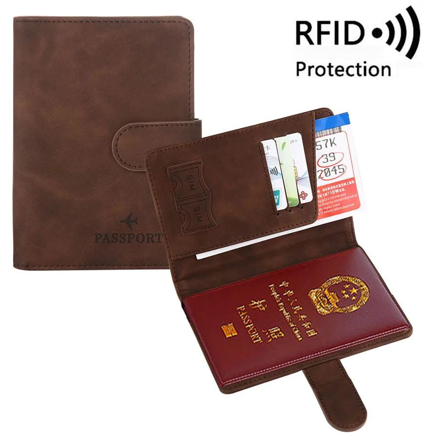 

Женская и мужская RFID-обложка для паспорта, бизнес-ID, банковские карты, Обложки для паспорта, держатель из искусственной кожи, чехол для паспорта, дорожные аксессуары
