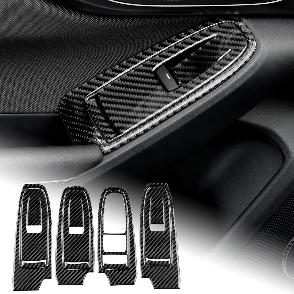 AIRSPEED Carbon Fiber Window Lift Switch Decorative Panel for Subaru WRX Generation VB RHD Stylish Interior Decorative Sticker with Tape for a Stylish
