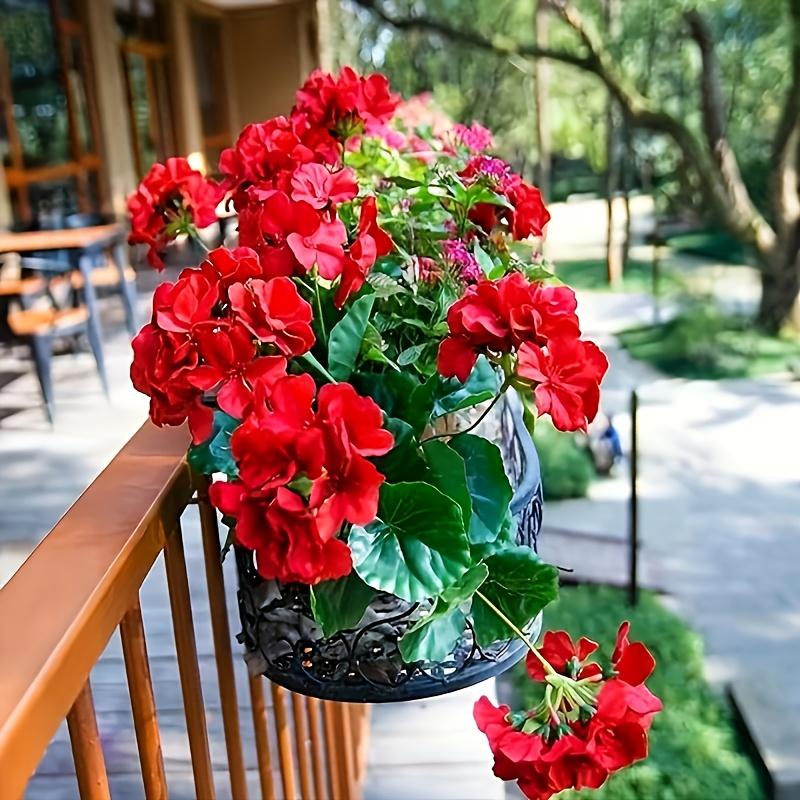 Weatherproof Geraniums | Lifelike Red Faux Flowers for All-Season Outdoor Use & Indoor Decor - Perfect Garden, Patio, and Home Centerpiece