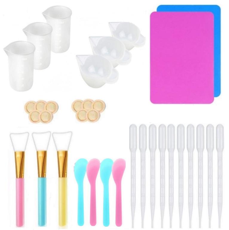 Epoxy Resin Mixing Tool Set: Silicone Pad, Measuring Cup, Stirring Stick