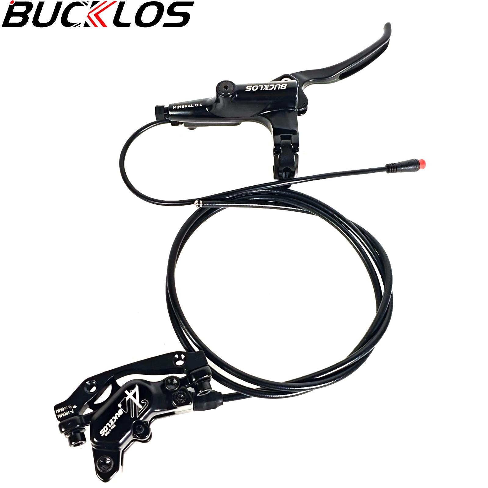 BUCKLOS HD-E735 E-Bike Hydraulic Brake 1150mm 1950mm 4-Piston Power Off Hydraulic Brake for Ebike Scooter MTB Bicycle Parts Front