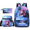 Kpop Witch Hunters Printed Student School Bag Backpack Shoulder Pencil Case Three-Piece Set Lightweight