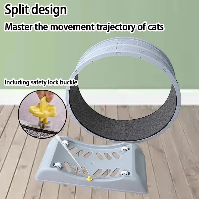 1pc Indoor Cat Roller Treadmill Silent Non-Electric Pet Exercise Wheel Cylindrical Tread Design Safe Ramp Promotes Pet Health