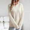 Women Loose Knitted Sweater Long Sleeve Solid Color O Neck Tops Autumn Winter Fashion