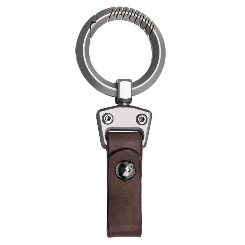 

Titanium Alloy Rings Leather Car Keychain Clip Hangings Buckle Keys Holder 1