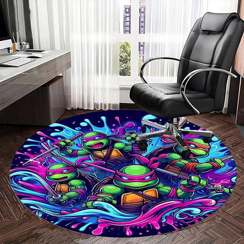 Teenage Mutant Ninja Turtles,TMNT Chair Mat Round Rug Office Carpet, Machine Washable, Non Slip, Suitable for Living Rooms, Bedrooms