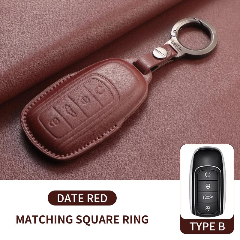 Leather Cars Key Case Cover Shell For Chery Omoda 5 Tiggo 8 Pro 9 Arrizo 5plus Tiggo 3 5X Plus Jaecoo J7 8 Exeed TXL Accessories