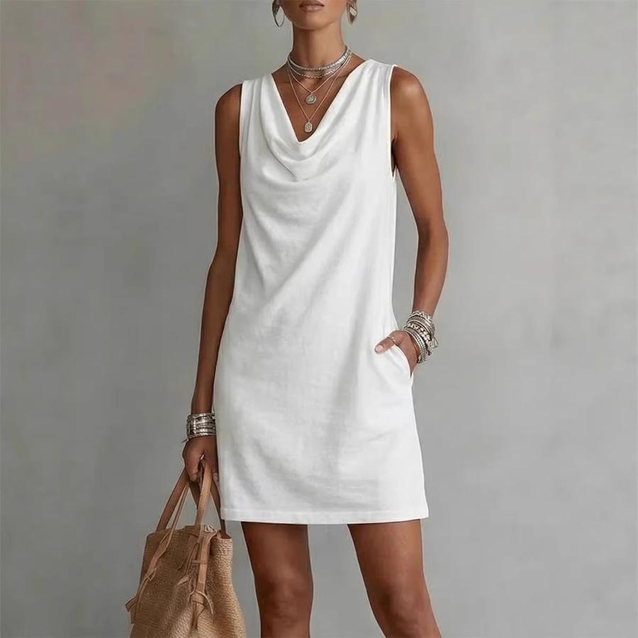 Summer Fashion Women's New Solid Color Ruffled Collar Sleeveless Elegant Sexy Dress