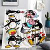 1PC PINGU Print Flannel Blanket, High Quality All Seasons, Home Decor, Warmth and Comfort, Perfect for Christmas Gifts