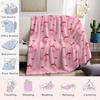 Pink Cherry Stripes Flannel Blanket Warm Soft Halloween Christmas Couch Warm Cozy Decorative Decor Gift For All Season